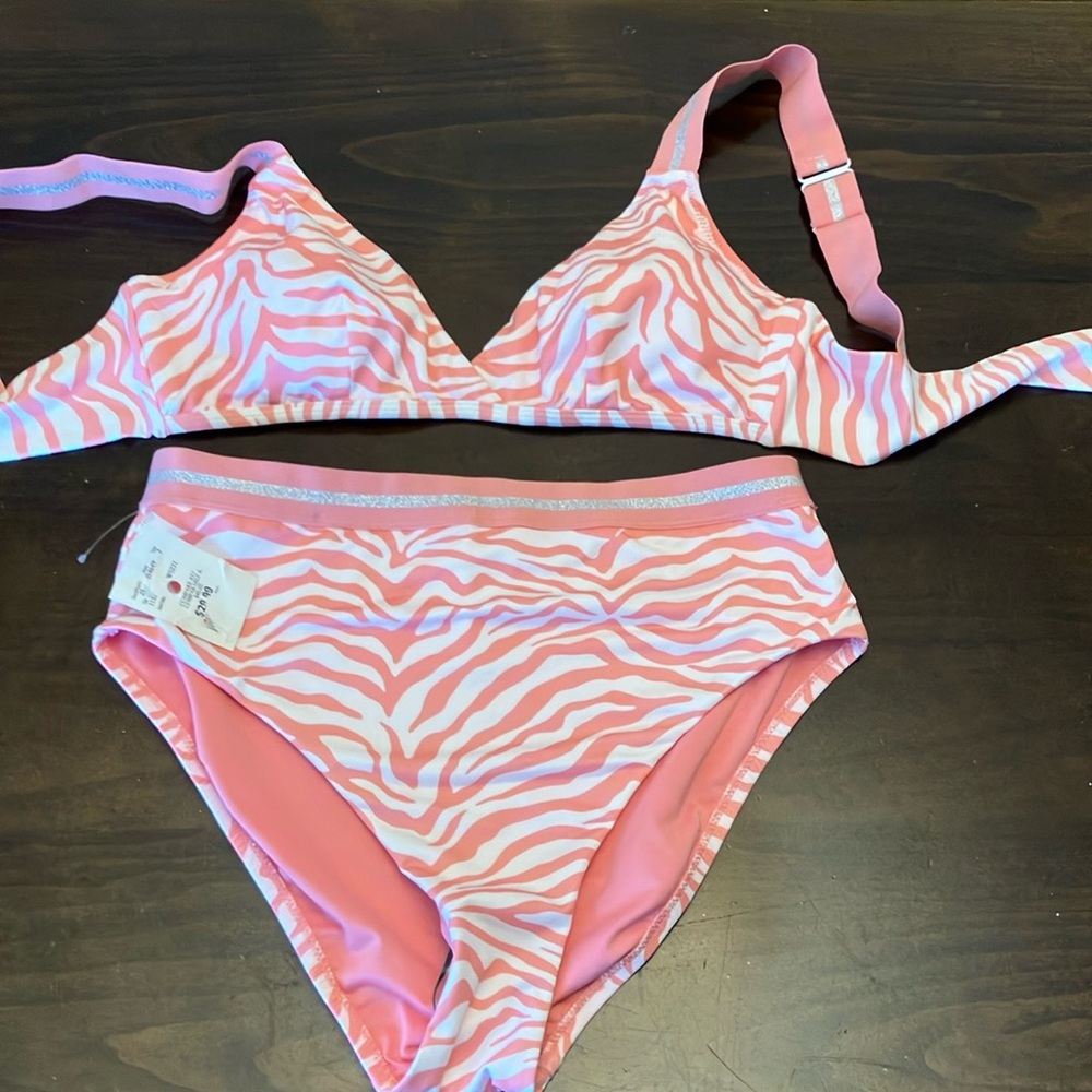 Sanctuary Pink and White Zebra Bikini Set